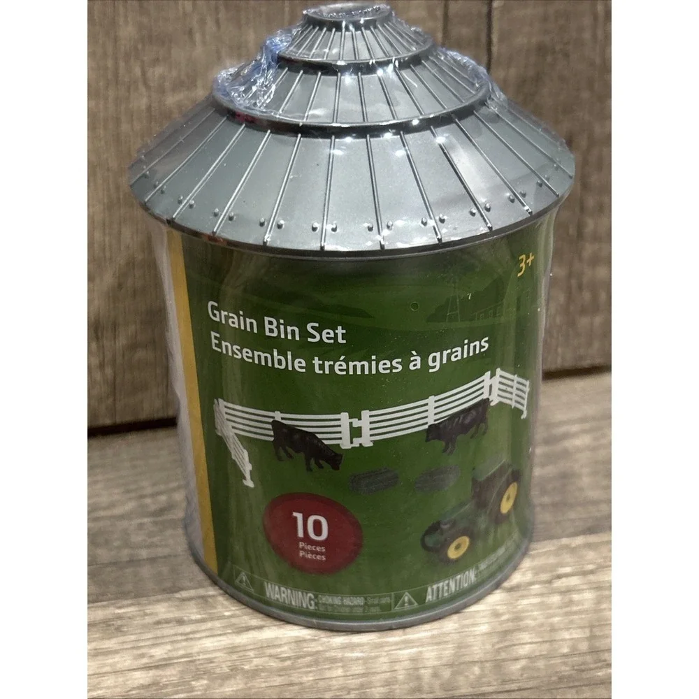 Brand New 1:64 Ertl Tomy John Deere Grain Bin Tractor & Cow Farm Set 10 Pieces